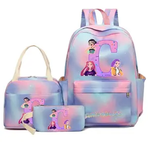 2026 New KPOP Devil Hunter School Bag Pencil Box Lunch Bag Cartoon English Letter Three-piece Set