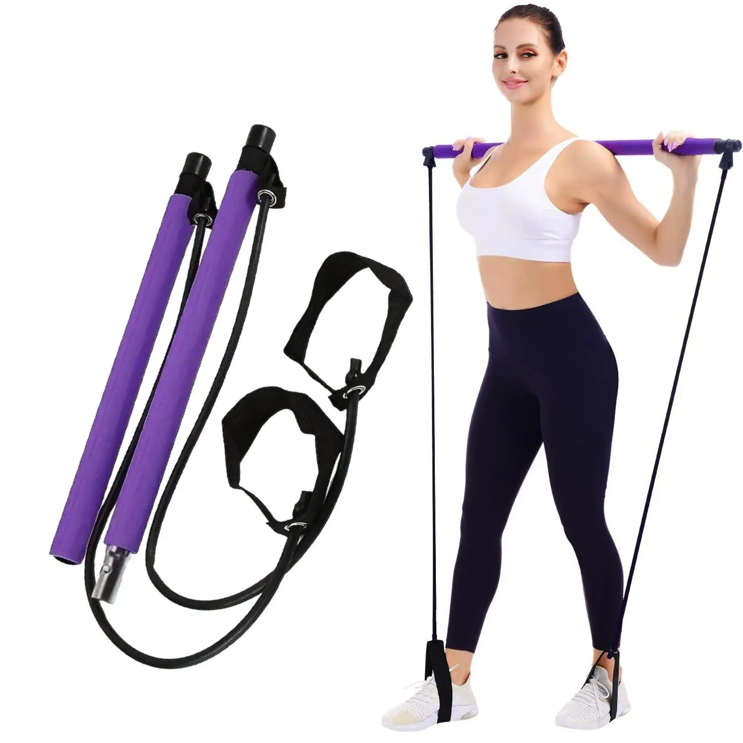 Pilates Resistance Band, Full-body Fitness Elastic Resistance Rope Stick, Pilates Equipment for Home Gym, Fathers Day Gift, Valentine's Day Gift, Home
