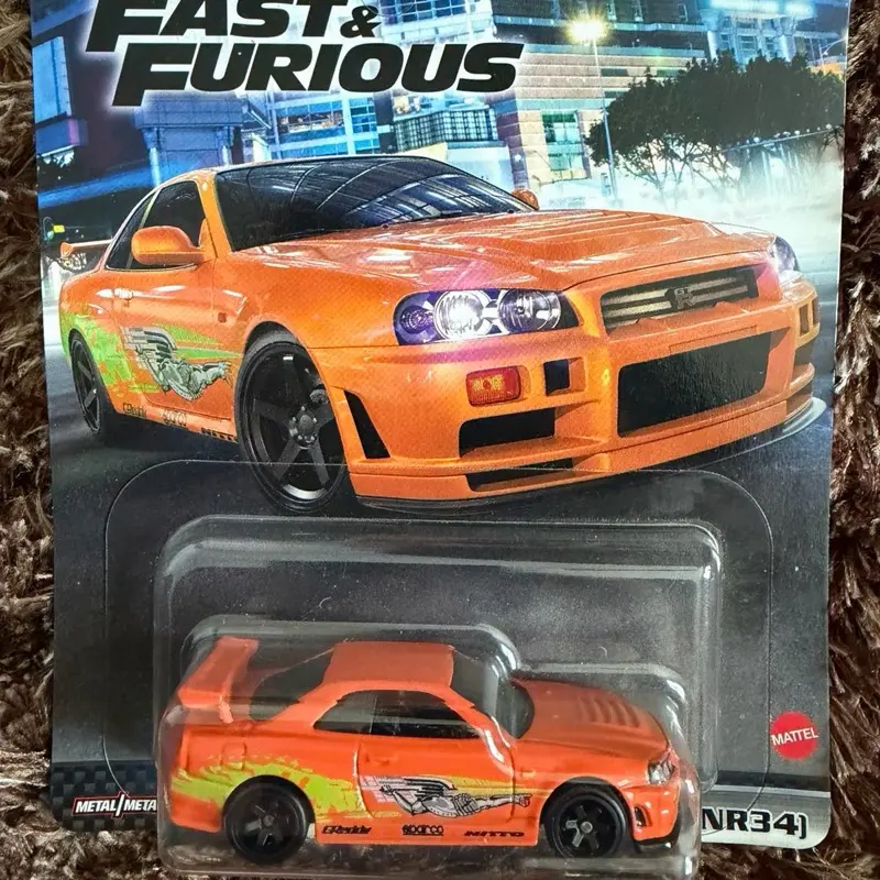Mattel Fast & Furious Nissan Skyline GTR Orange Diecast Car NR341 Model