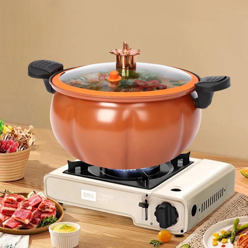 8-Liter Micro Pressure Cooker,Pumpkin-Shaped Non-Stick Pressure Cooker,With Transparent Lid, Small Household Gas Pressure Cooker NONE