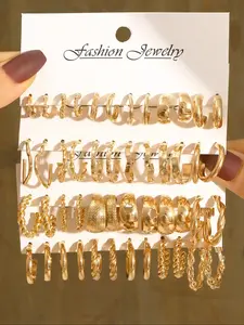 Fashion Heart Flower Wave Twist Earrings Set, Earring Stacking Set, 24-48 Pcs, Perfect for Daily Wear, Parties, Work, Christmas, Halloween Gifts