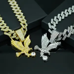 Eagle WomenSaid Pendant Shining Cuban Chain Animal Necklace Ornament Gift for Family and Friends 1PC Gold & Silver Options