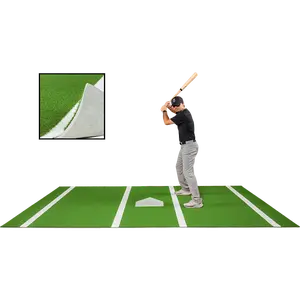 6 × 12 Proball Baseball Hitting Mat - Green Nylon, Painted Plate, Flexible 5mm Foam
