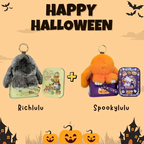 [Halloween Bundle] BunnyLulu Cute Fluffy Small Bunny Plush Keychain Multipack - Plain, Casual, Soft Stuffed Fashion Accessory, Unisex Gift for Girls for Anniversary, Ceremony, Graduation, Prom, School Use