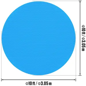 VEVOR Solar Pool Cover, Φ10 ft Round Solar Blanket for Pools, Inground Above Ground Swimming Pool Solar Cover, 15 mil Solar Covers Blue Thick