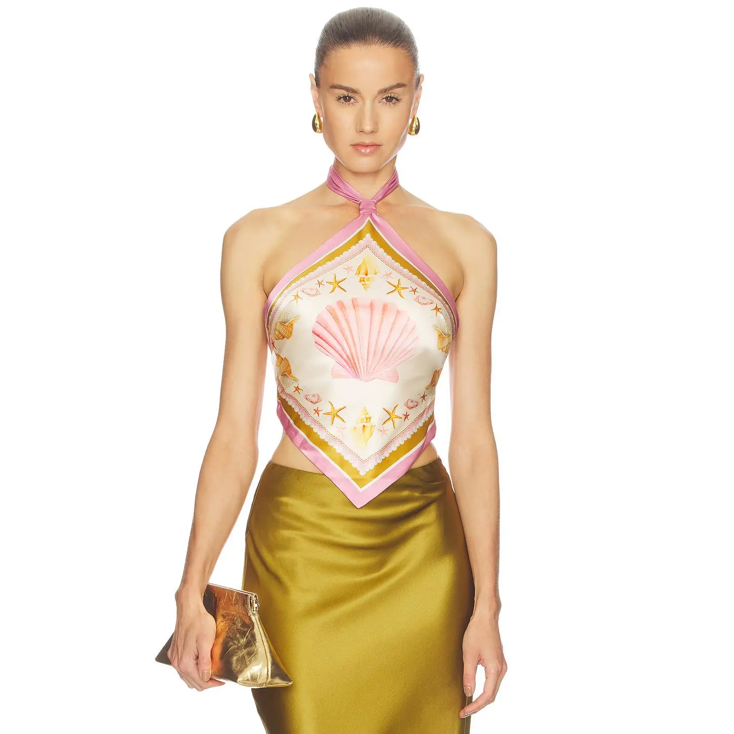 retrofete Jamie Top in Ochre Shell Foulard