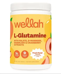 Wellah L-Glutamine Peach Mango (50 Servings) - 5g L-Glutamine Per Serving, Sweetened with Stevia