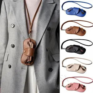 PU Leather Neck Hanging Glasses Case, Portable Soft Eyewear Pouch, Scratch-Proof Shockproof Sunglasses Holder, Lightweight Accessory for Sports Travel Outdoor