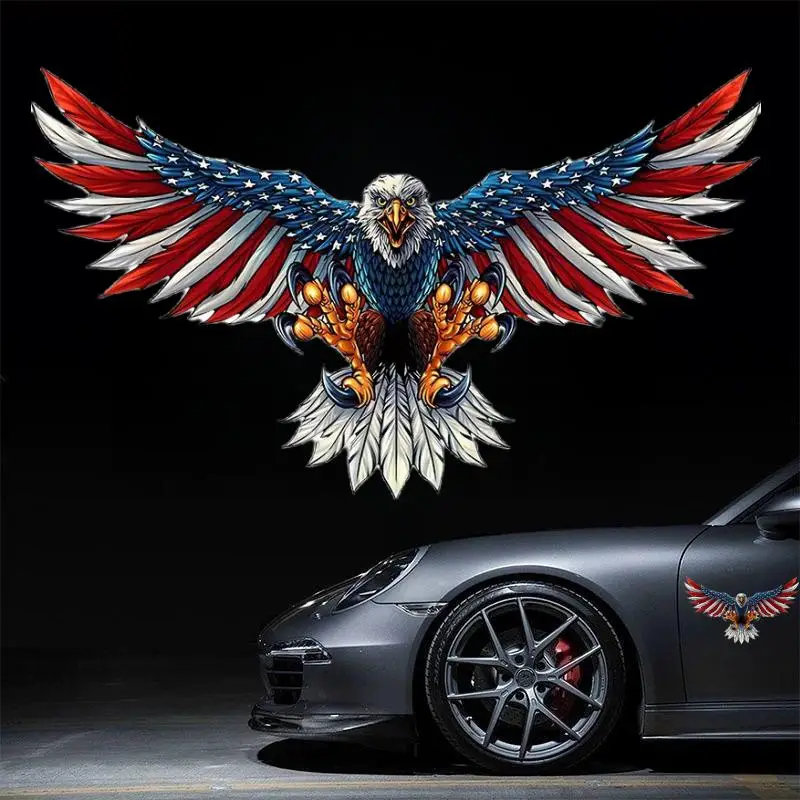 Eagle & Flag Pattern Car Decorative Sticker, Car Body & Window Sticker, Car Decoration Accessories, Stickers for Car Decor