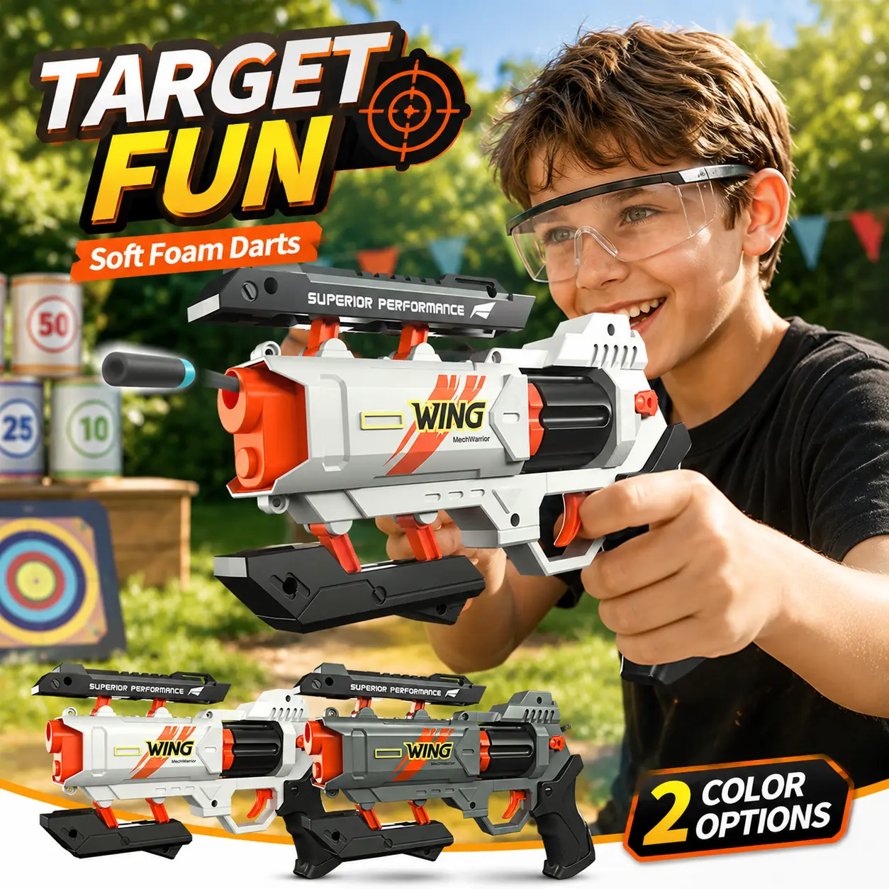 6-Shot Mechanical Foam Dart Blaster Toy, Revolving Cylinder Soft Bullet Launcher with Linked Firing Action, Outdoor Pretend Play Toy for Boys, Kids’ Parties and Birthday Gifts