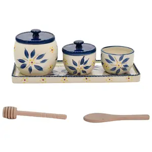 Temp-tations Old World 3-Piece Condiment Jars with Tray