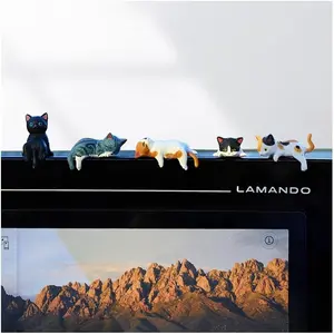 Cute Mini Car Cat Ornament 5PCS Funny Vehicle Rear View Mirror & Dashboard Figurines Decoration Automotive Interior Decor Accessories Universal for SUV Sedan Truck
