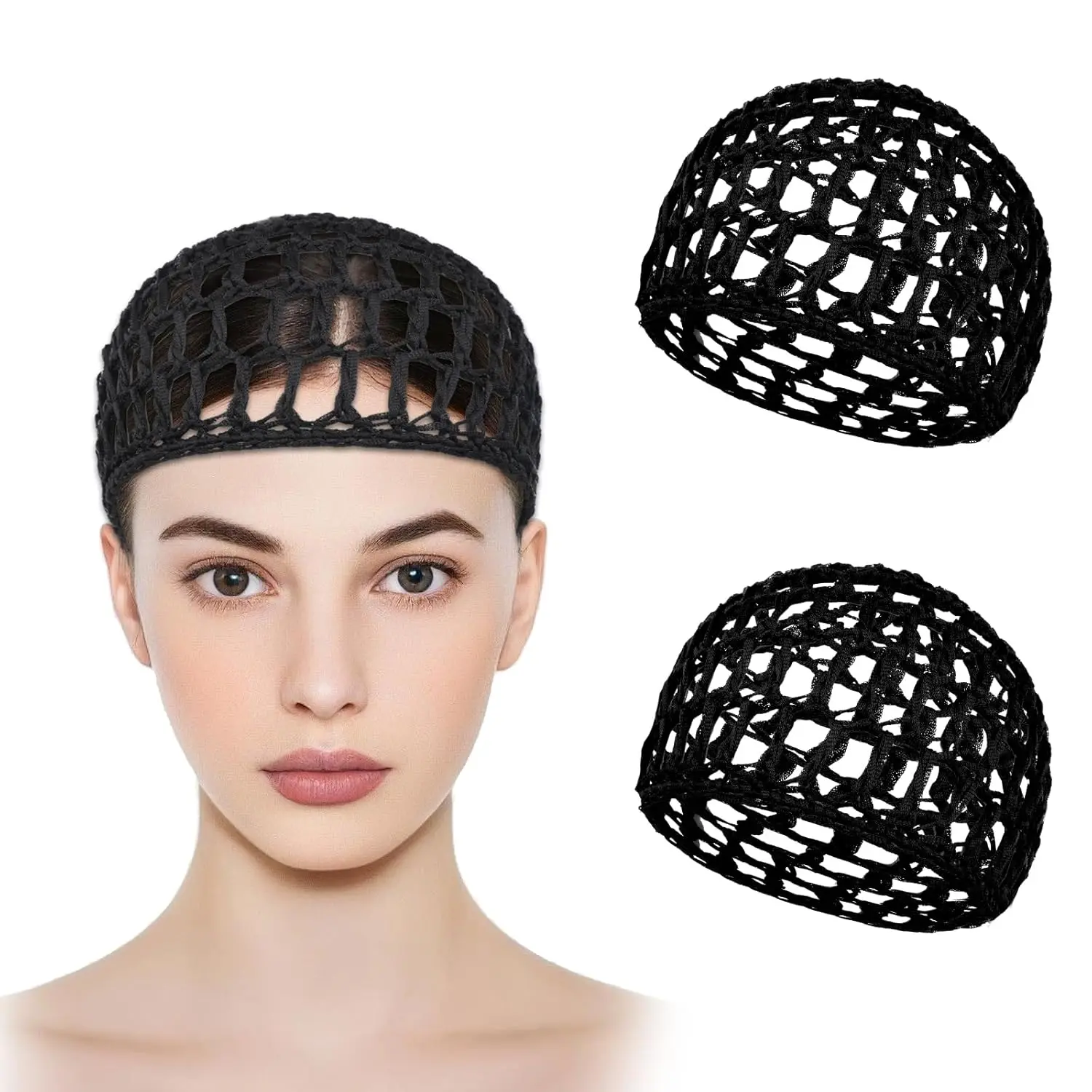 2 count Hair Nets For Sleeping, Crochet Hair Net, Silk Press Wrap For Hair, Hair Wrap Net, Sleeping Hair Wrap Caps For Hair Silk Press Tidy Women Sleeping