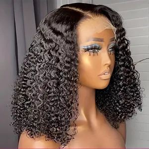New 2025 Arrivals 10A 13x4 Curly Short Bob Wigs 10-16 Inch Lace Front Human Hair Deep Wave Wig Brazilian Pre Plucked Remy Closure Wigs For Women 200%