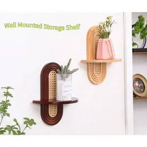 Solid wood wall decoration shelf, wall-mounted plant stand, wall-mounted flower rack, decorative wall piece for the living room of a homestay, offering a high-end aesthetic
