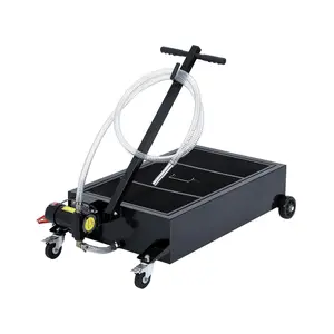 GARVEE 20GAL Oil Drain Pan with 12V 180W Electric Pump, Metal Oil Change Pan Cart Featuring 8FT Hose & Folding Handle for Cars, SUVs, Trucks, Buses, and RVs in Black