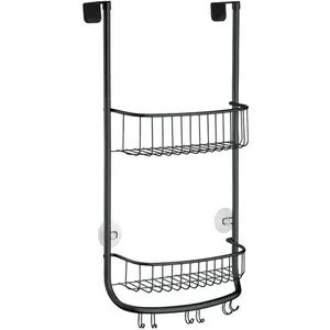 Over-the-Door Hanging Shower Caddy Organizer - Matte Black Racks Mount