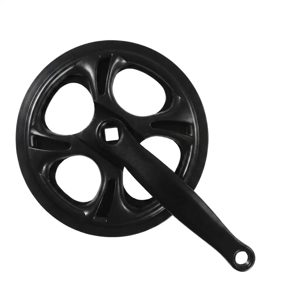 HIEHA 48T E-Bike Crankset 170mm Square Taper Crank Arm with Double Chain Guard, Matte Black Electric Bike Chainring Set 1/2×3/32