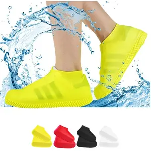 5 Pairs Waterproof Shoe Covers Anti Slip Thickened Emulsion Rain Boot Covers Reusable Outdoor for Men Women