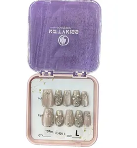 Kettykiss 100% Handmade 10Pcs Reusable Press On Nails KH017-018 Square Coffin Long-lasting Waterproof, and Stunning   Be the Center of Attention  #NailGoals #PressOnNails #NailArt #GlamNails Nail Care Nail Polish Manicure Cutics Cosmetic