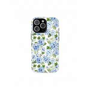 Blue Hydrangea With Green Leaves, Durable, Shock-Absorbing Two-In-One Double-Layer Matte Mobile Phone Case, Suitable For IPhone 16 15 14 13 12 11 And Other Series Models, Can Be Given As A Gift To Friends Or Family Suitable For IPhone 17 Air