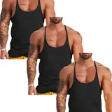 LEHMANLIN Men's 3 Pack Y-Back Stringer Tank Tops Quick Dry Breathable Comfortable Sports Activewear for Gym  Running - Shaping Vest fathers day gift ideas its not your birthday boy merch Sleeveless Gym Top Fitness Vest Top Menswear Elastic Fabric