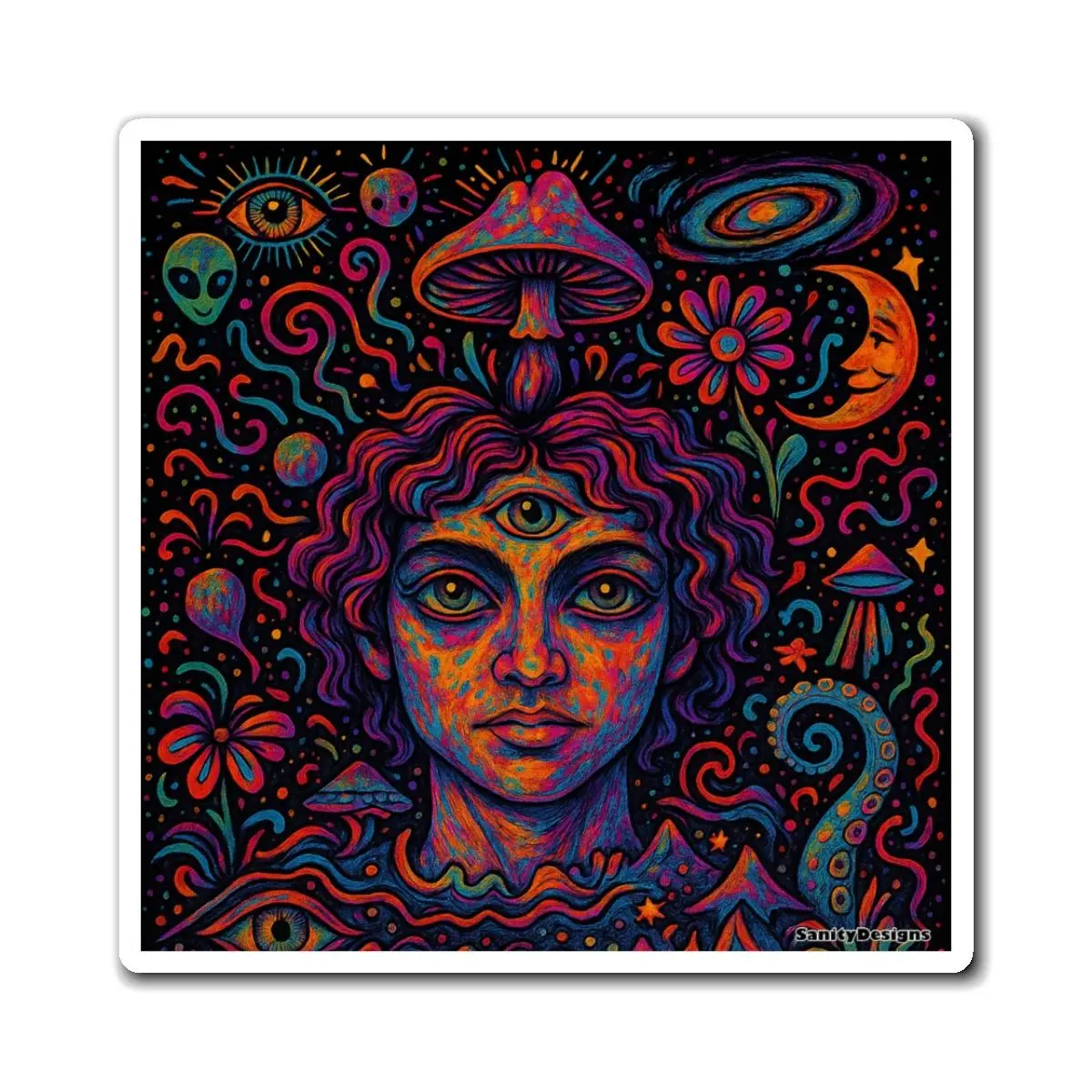 Colorful Psychedelic Refrigerator Magnet