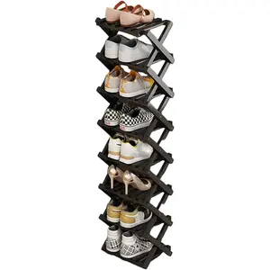YYW Bamboo Shoe Rack for Entryway, Free Free Standing Shoe Racks Shelf Closet, Foldable Vertical Shoe Organizer for Living Room