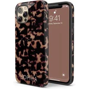 Custom Name Tortoise Shell Case, Animal Print Personalized Tort Case, Compatible with iPhone 17 16 Plus, 15 Pro Max, 14, 13 , 12, 11