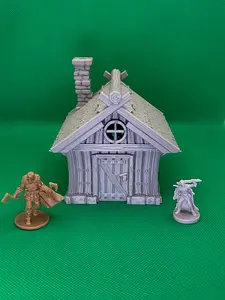 Medieval Town - Hunter's Hut, 3D printed terrain, for roleplaying games, miniatures, wargaming, 28mm to 32mm scale