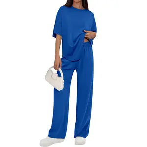 PrettyGarden Women‘s 2-Piece Lounge Sets Summer Short Sleeve Matching Airport Travel Outfits Casual Spring Clothes