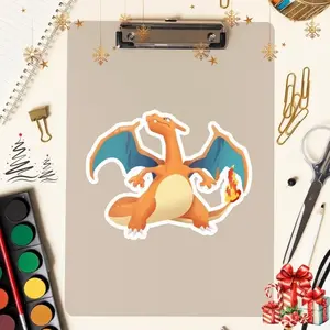 Charizard sticker | Fan art | Cute Foodie Sticker | Laptop sticker | Vinyl waterproof sticker | Gift for Game lovers
