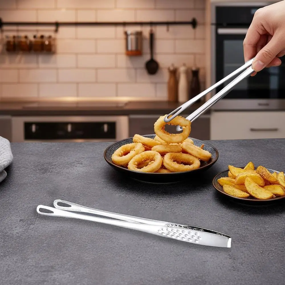 1pc/2pcs Stainless Steel Long BBQ Tongs Barbecue Utensils & Barbecue Accessories with Non-Slip Heat-Resistant Grip. Extra-Length Safe Handle for Grilling, Flipping Steak, Toast. Camping & Kitchen Must-Have Multi-Purpose Tool BBQ Tools