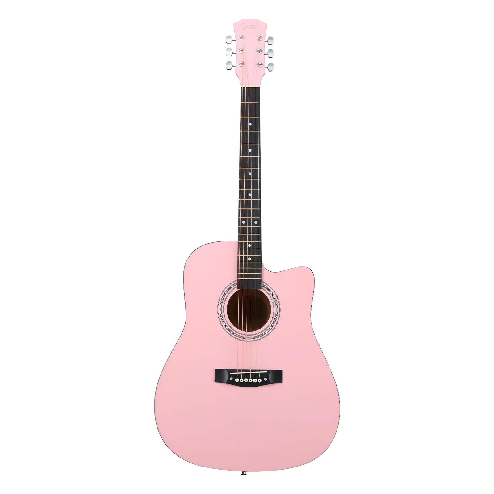 41-in Pink Wooden Right-Handed Steel String Dreadnought Barrel-Shaped Cutaway Acoustic Guitar Kit - Basswood Build, Stable Nut, Rounded Fingerboard, Open-Peg Tuning Pegs, Picks, Capo, Gig Bag, Tuner, Wrench Tool, Shoulder Strap