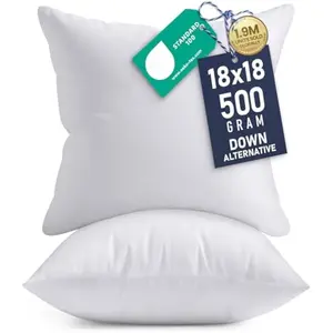 18x18 Pillow Inserts, Set of 2, White – Indoor Decorative Throw Pillows for Bed, Sofa & Couch – Soft, Supportive & Fluffy Cushion Inserts