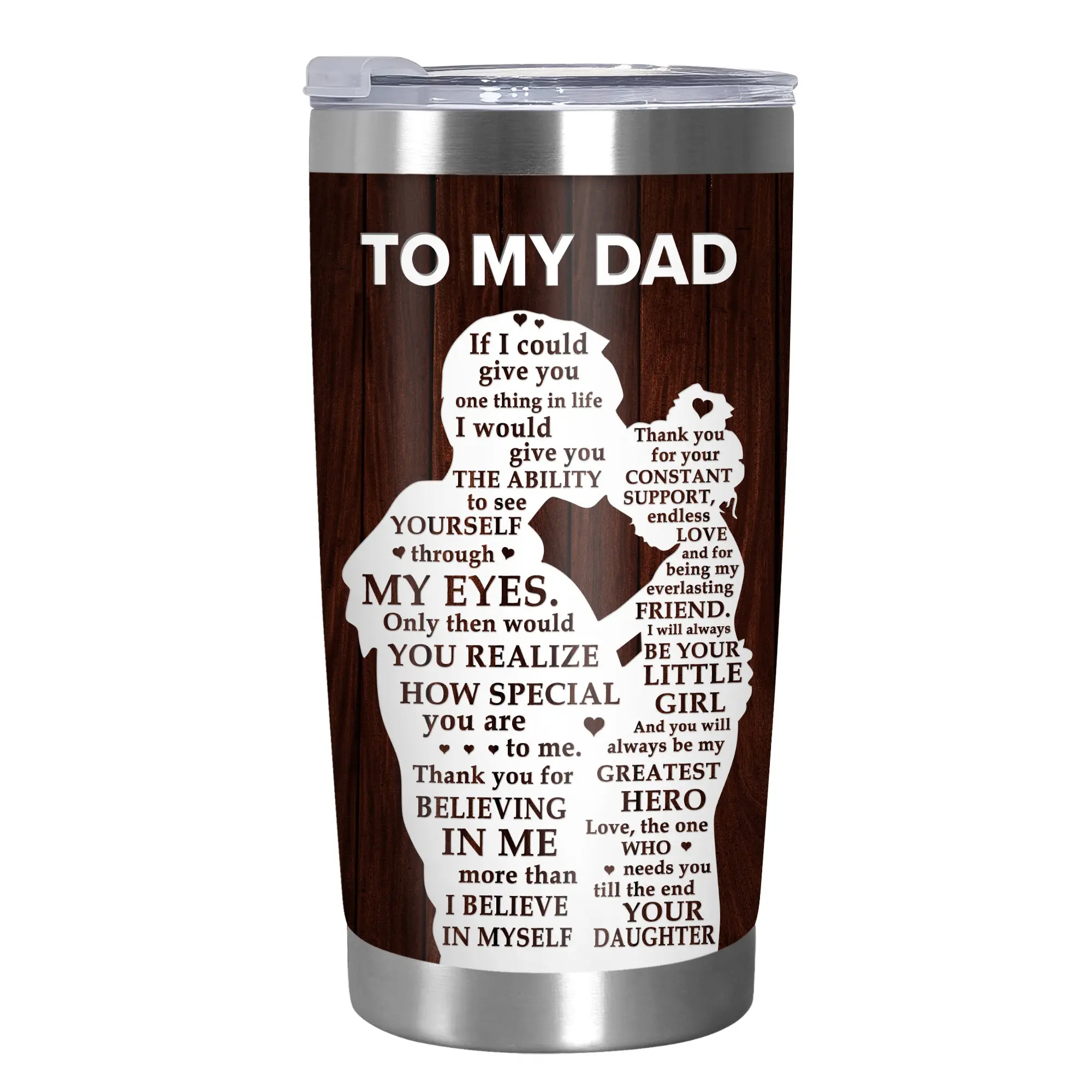 Gifts for Dad from Daughter, Son - Father's Day, Christmas, Birthday Gifts for Dad, Papa, Father-In-Law, Daddy, Stepdad- 20 oz Stainless Steel Tumbler Drinkware Flasks Handy Insulation