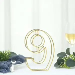 Gold Freestanding 3D Decorative Metal Wire "9" Numbers, Wedding Table Numbers 8" Tall
