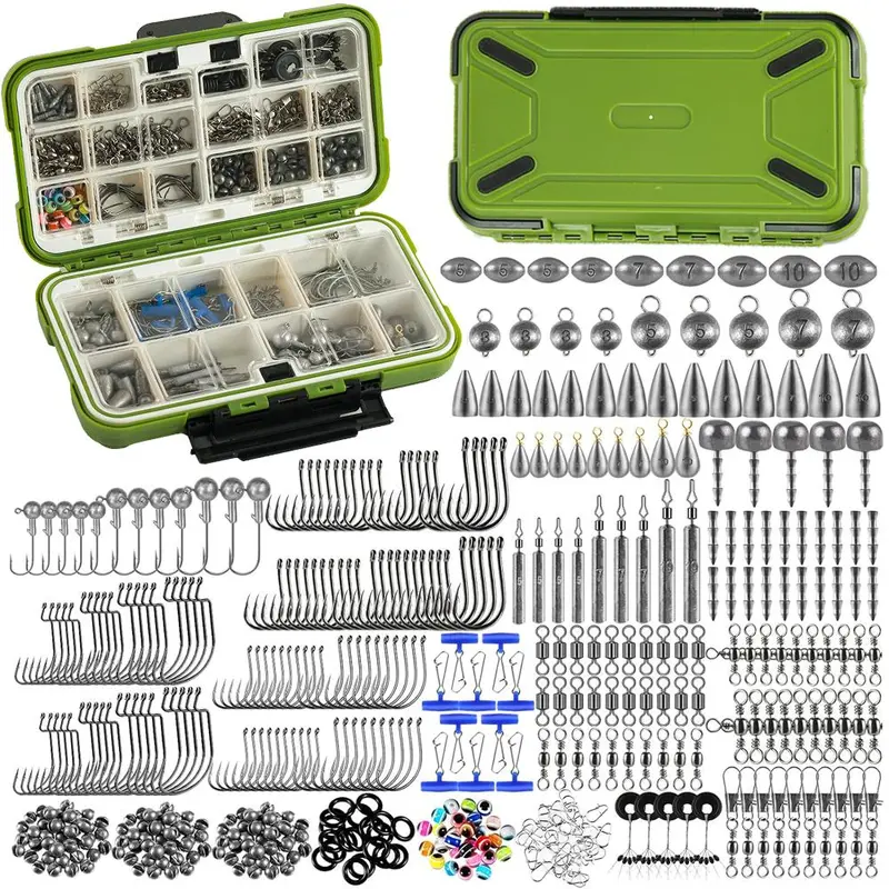 Fishing Lure Accessories Set, 1 Box Including Tackle, Fish Hook, Fish Sinker, Spinner, Bead, Bass and More Fishing Gear, Spoon Lures, Suitable for Gift