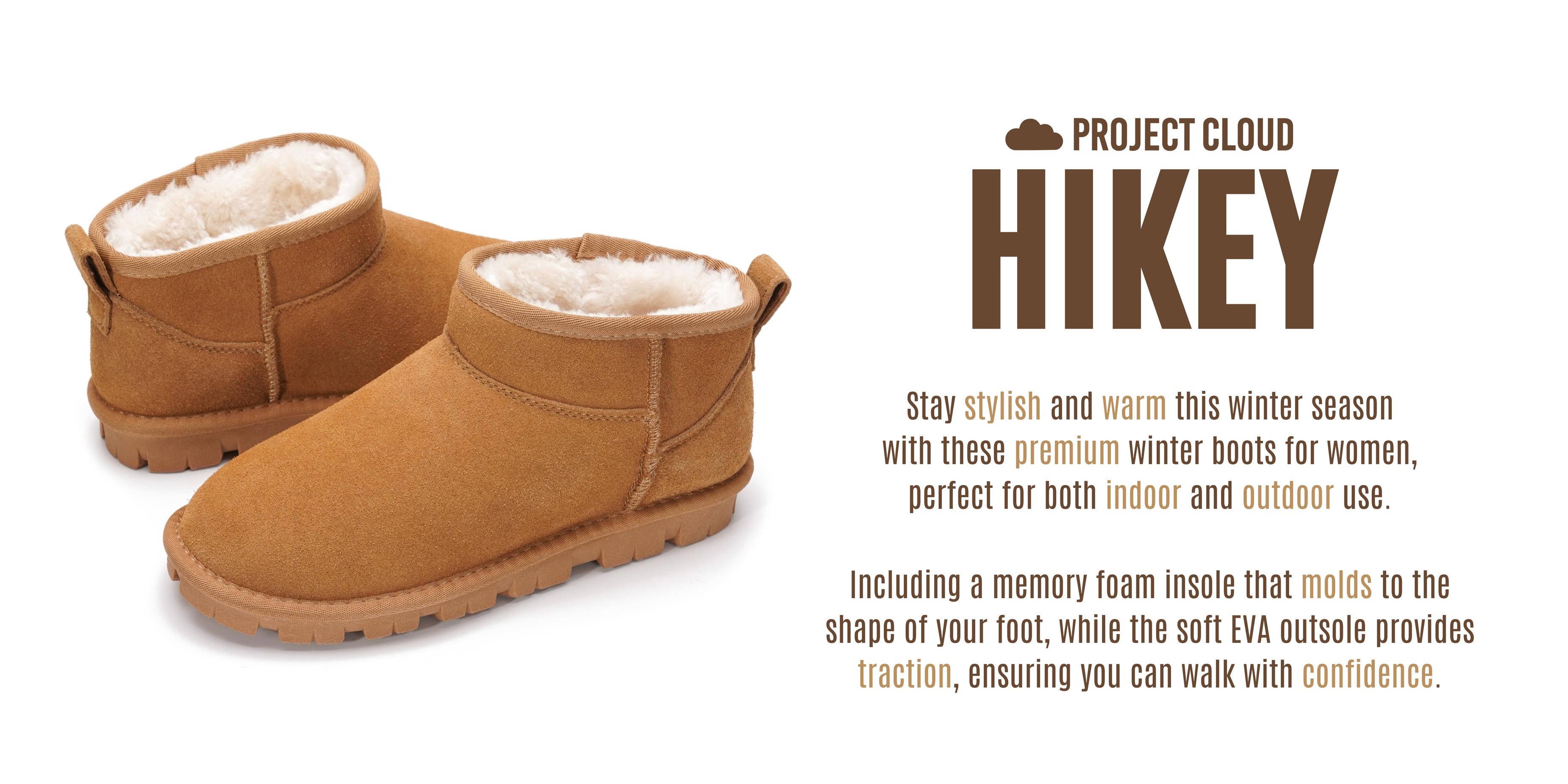 Project Cloud Women's | Ankle Boots for Women | Genuine Leather | Memory Foam | Lightweight | Non-Slip - Hikey