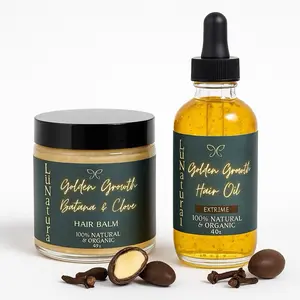 Batana + Clove Scalp Balm Moisturizing Hair Grease | Golden Growth Hair Oil Haircare Bundle