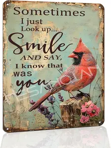 Cardinal Memorial Gift for Women, Cardinal Bird Sympathy Wall Art - Inspirational Quote Sign, Handmade Home Decor, Unique Cardinal Bird Decor 8x12 Inch