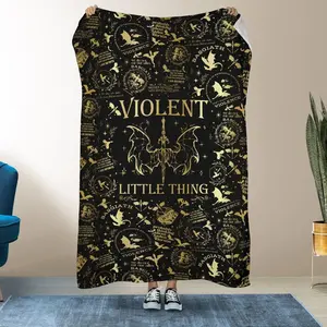 Fourth Wing Violent Little Thing Basgiath Dragon Print Flannel Blanket Cooling Blanket Homegoods Soft Cozy For Bedroom Living Room For Romantasy Book Lovers Dragon Riders Perfect Gift