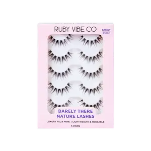 [RUBY VIBE CO] Subtle Charm BS002 Ultra-Light Clear Band 5 Pairs Soft Definition Gentle Lift Vegan Cruelty-Free False Eyelashes