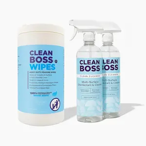CleanBoss Botanical Disinfectant & Heavy-Duty Multi-Surface Foaming Wipes Bundle – Plant-Based Cleaner for Kitchen, Bathroom & Home (Multiple Scents)