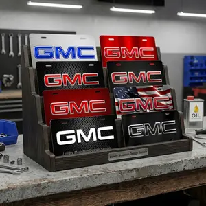 GMC License Plate Custom Car Tag, GMC Truck Front Plate, Carbon Fiber Metal License Plate Cover, Patriotic GMC Auto Accessory Gift for Truck Owners Dad Him