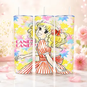 Tumbler CandyCandy 20oz Straight Stainless Steel Vaso de Metal with Transparent Lid Drinkware Aesthetic Viral TikTok Made Me Buy It Cute Anime Style Insulated Travel Cup Coffee Juice Daily Use Cup