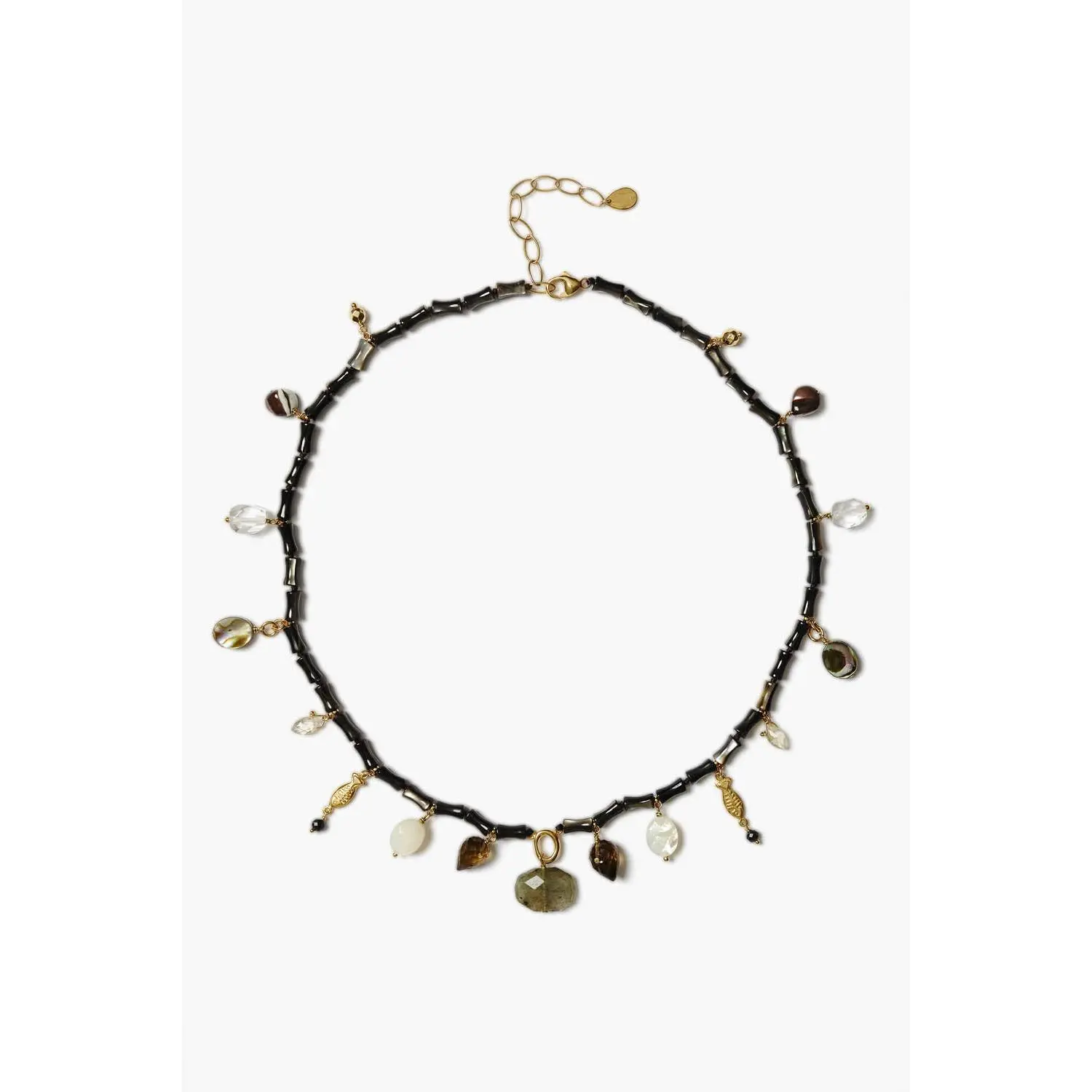 Nautilus Charm Necklace Black Mix