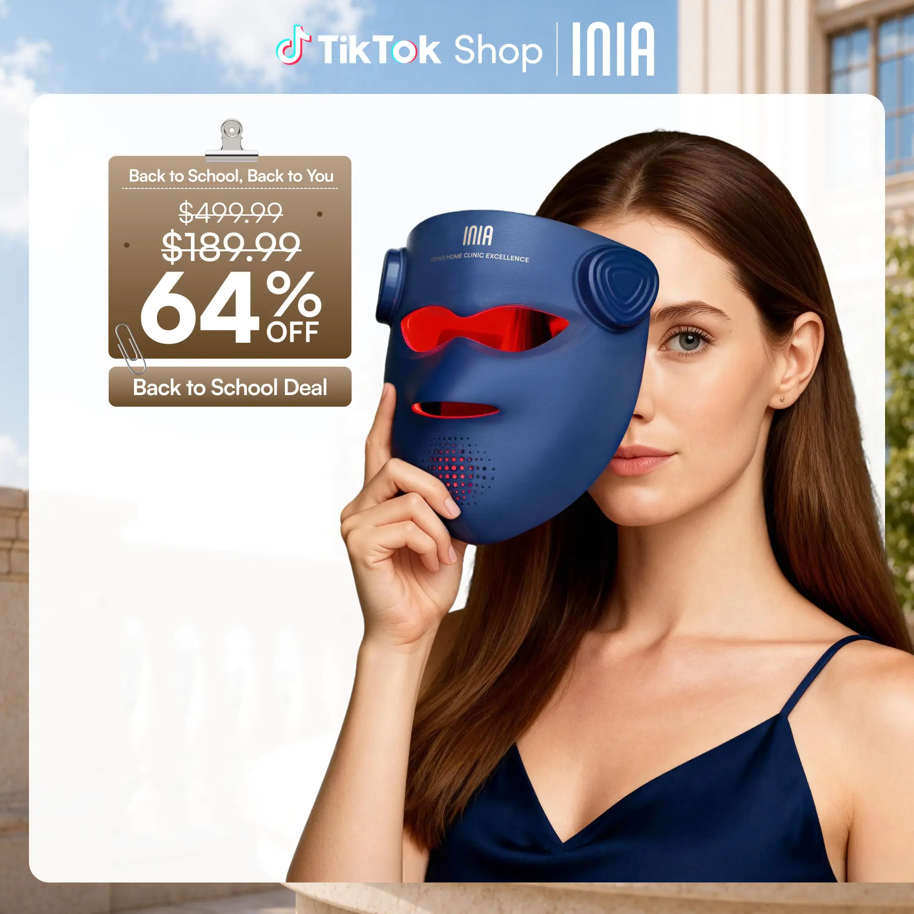 INIA GLOW 940 nm 4D LED Mask – Dual NIR 940 + 850 nm Deep Penetration for Deeper Repair, Visible Lift & Lasting Radiance, 4D Fit for Jawline Lift & Firm, Cooling Therapy, Wireless Comfort, Summer Beauty Gift Ideas
