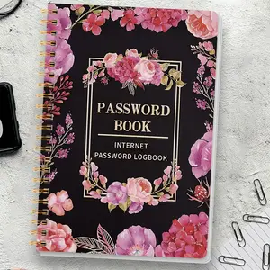 1pc Simple Password Book, Hardcover Spiral Notebook, Minimalist Advanced Address Password Manager With Website Password Quick Access Username And Password Storage Perfect For Home Office Internet Computer Logins, Great Holiday Gifts