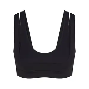 NikeSKIMS MATTE DOUBLE STRAP SCOOP BRA | OBSIDIAN